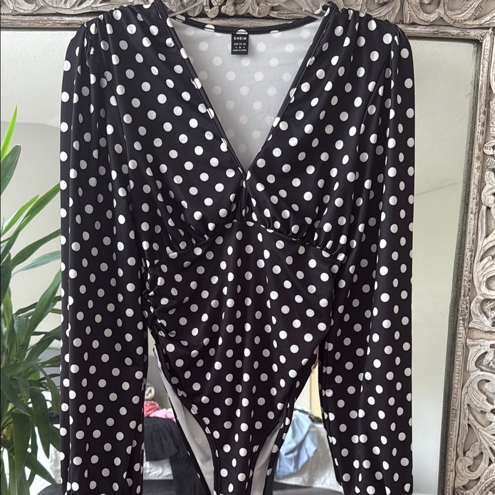 Black and White Polka Dot Women's Top